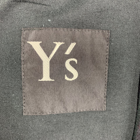 Y's by YOHJI YAMAMOTO Size M Charcoal & Navy Striped Wool Trench Coat