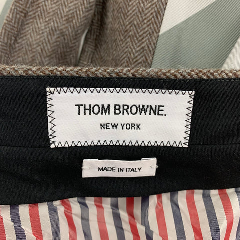THOM BROWNE Taille 2 Jupe en laine d'agneau gris marron plissée sous le genou