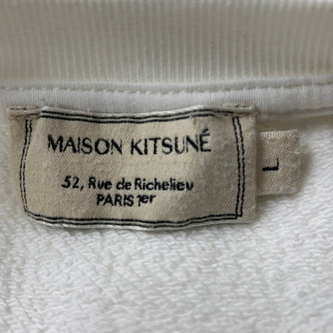 MAISON KITSUNE Size L White Navy Cotton Crew-Neck Sweatshirt