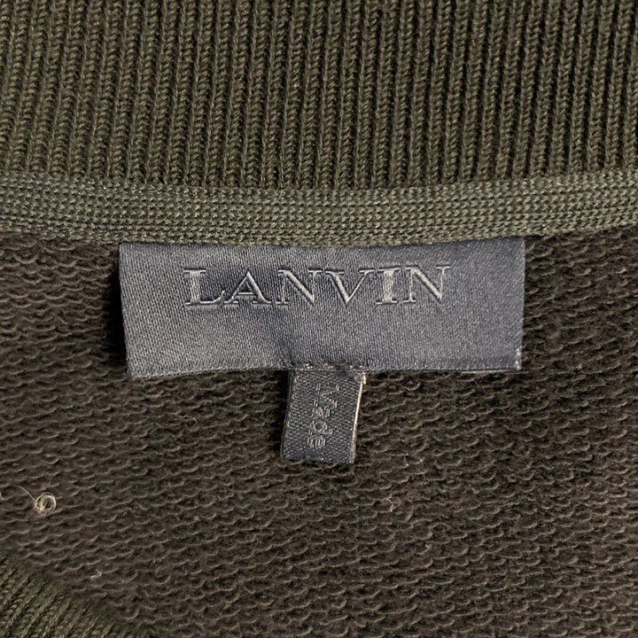 LANVIN Size L Black Beaded Embellishment Cotton Crewneck Sweatshirt