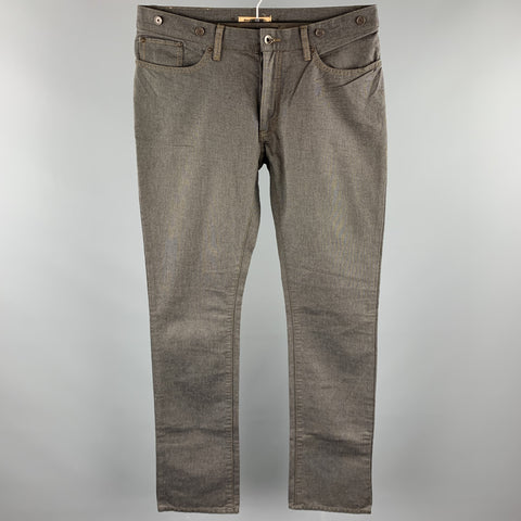 JOHN VARVATOS * U.S.A. Size 34 Charcoal Nailhead Cotton Button Fly Jeans