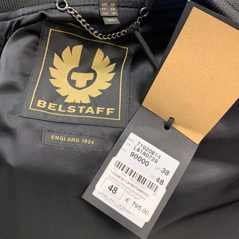 BELSTAFF Size 38 Black Leather Ribbed Collar Jacket