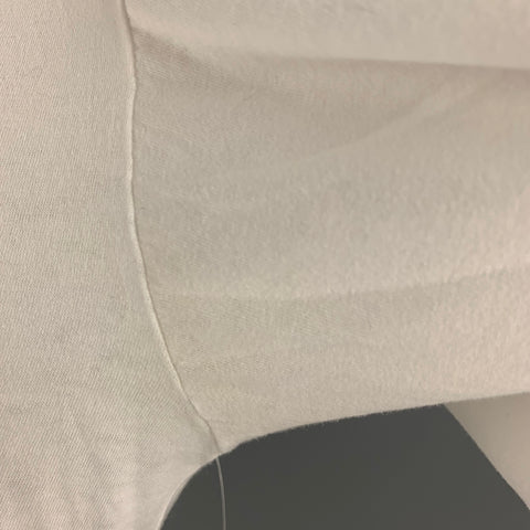 SAINT LAURENT Size M White Grey Logo Cotton Short Sleeve T-shirt