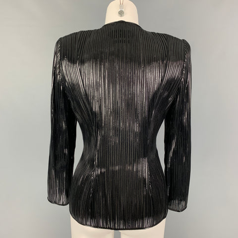 TOM FORD Size 6 Black Silk Cotton Ribbed Leather Jacket