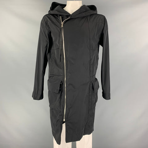 REFLECTSS  Size L Black Nylon Zip Up & Hood Coat