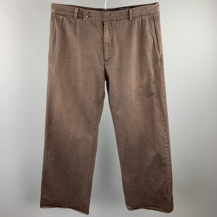 MARC JACOBS Size 36 Brown Cotton Wide Leg Dress Pants