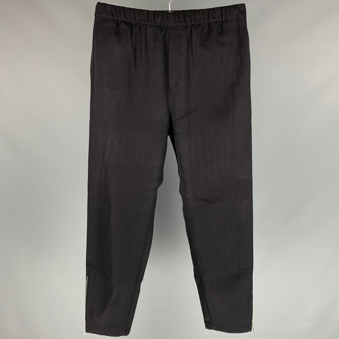 GIVENCHY Size 32 Black Polyester / Wool Elastic Waistband Casual Pants