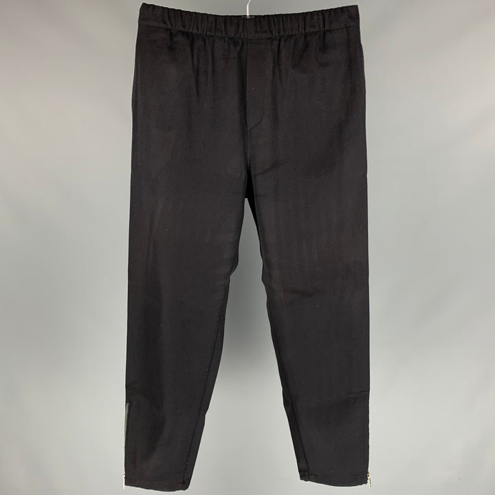 GIVENCHY Size 32 Black Polyester / Wool Elastic Waistband Casual Pants