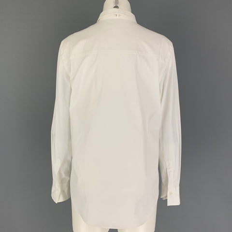 BRUNELLO CUCINELLI Size L White Cotton Blend Button Down Blouse
