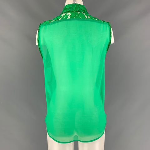 SANDRO Size 2 Green Rayon & Polyamide Lace Skirt