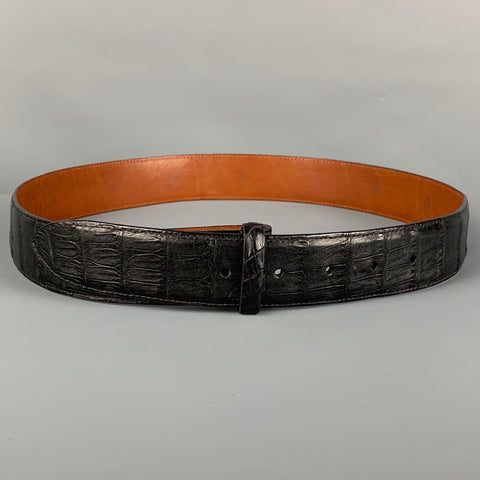 PAT AREIAS Size 32 Black Textured Alligator Belt Strap
