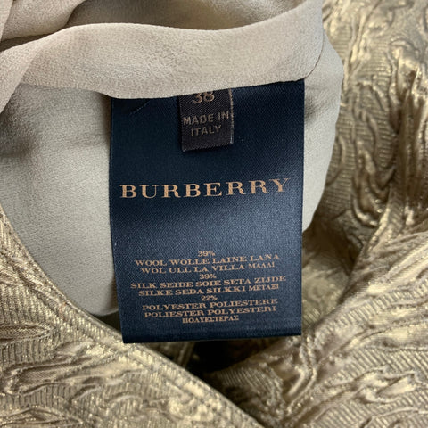 BURBERRY Size 2 Gold Wool Blend Textured Sleeveless Cocktail Dress