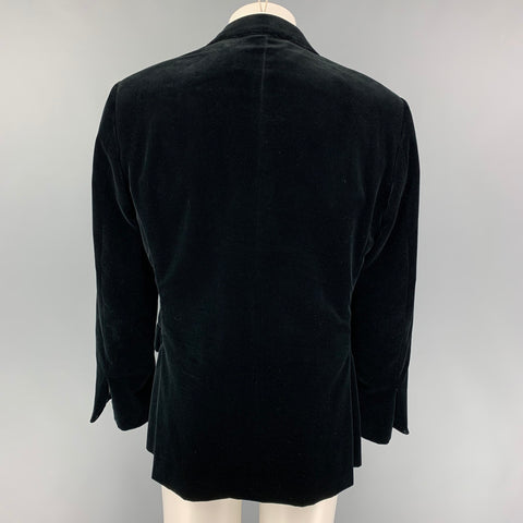 RALPH LAUREN Purple Label Size 38 Black Cotton Velvet Notch Lapel Sport Coat