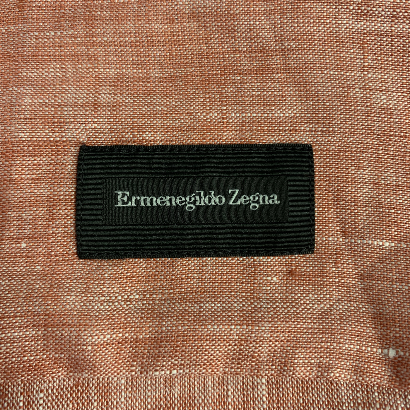 ERMENEGILDO ZEGNA Size S Orange Linen Button Down Long Sleeve Shirt