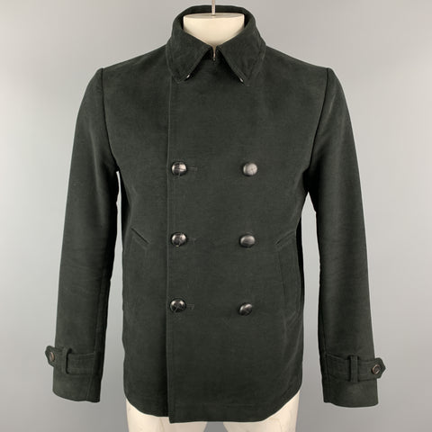 MAURO GRIFONI Size 40 Black Cotton Double Breasted Peacoat Jacket