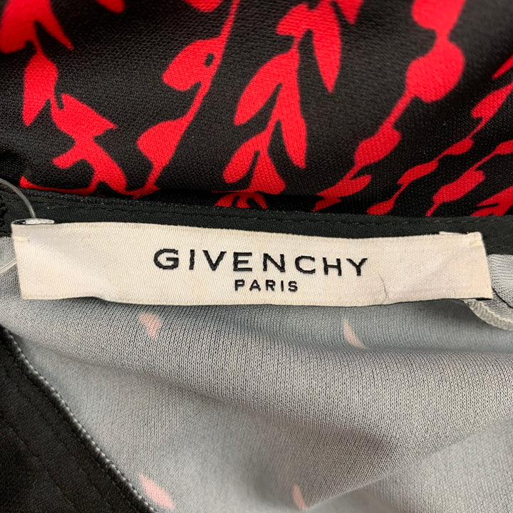 GIVENCHY Size 10 Black Red Polyester Abstract Short Sleeve Dress