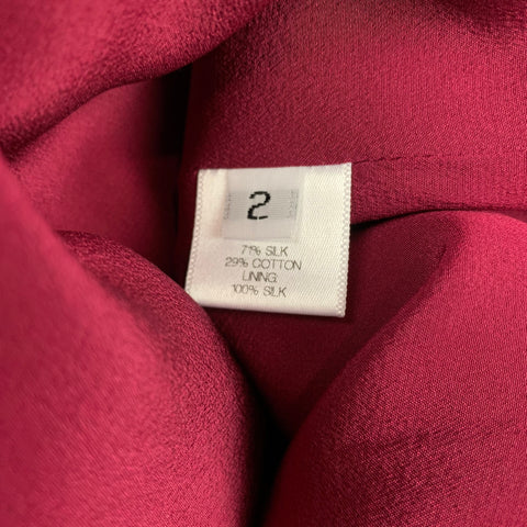 PRABAL GURUNG Size 2 Burgundy & White Silk / Cotton Shift Dress