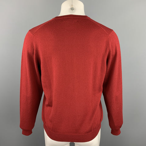 BROOKS BROTHERS Size S Burgundy Wool Blend V-Neck Pullover