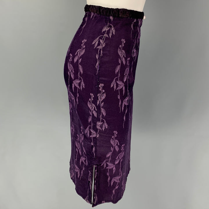 VOYAGE Size 4 Purple Viscose Floral Pencil Skirt