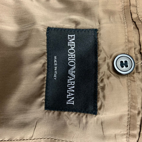 EMPORIO ARMANI Size 34 Brown Black Woven Wool Blend Sport Coat