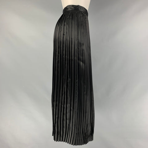 CHRISTIAN DIOR Taille 6 Jupe mi-mollet plissée en soie noire