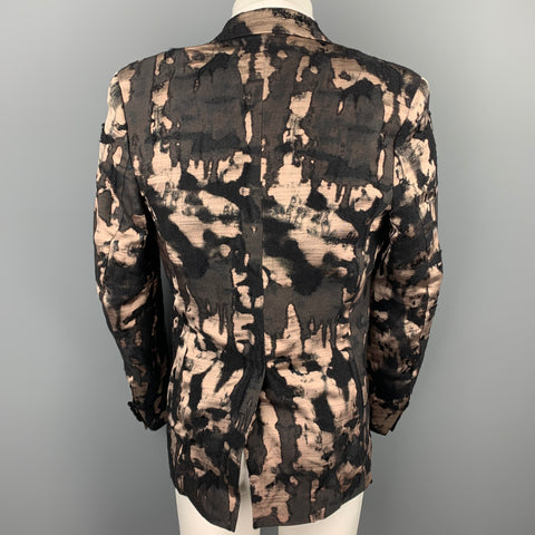 PAUL SMITH Size 38 Black & Taupe Jacquard Wool Blend Notch Lapel Sport Coat