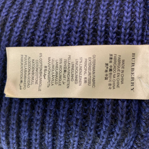 BURBERRY BRIT Size XL Blue Knitted Linen Blend Shawl Collar Cardigan