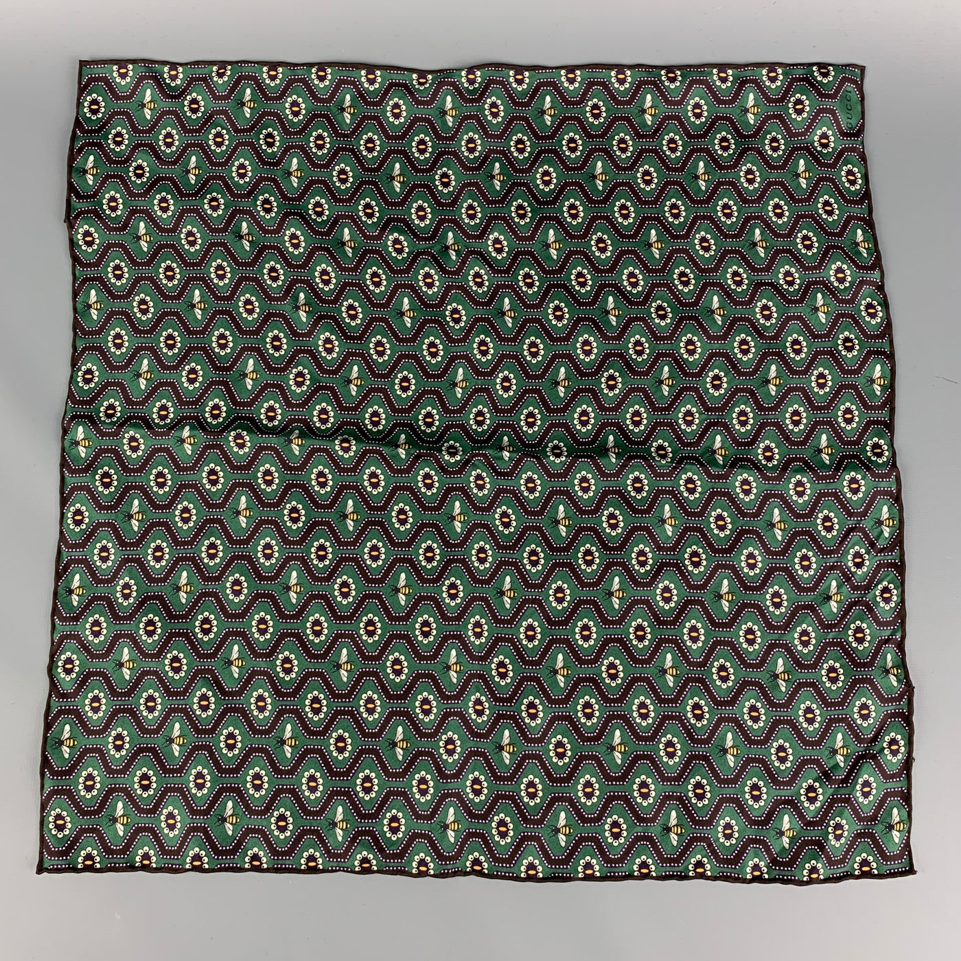 Gucci Bee pattern silk pocket square