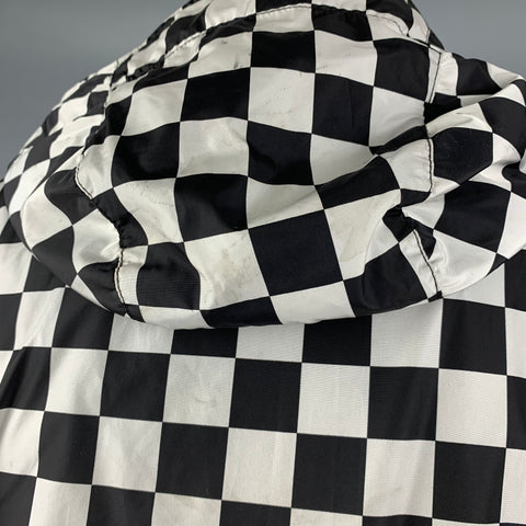 NICK WOOSTER Taille M Veste à capuche en nylon à carreaux blanc noir