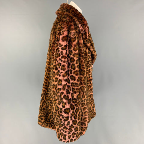UNREAL FUR Abrigo Estampado Animal Modacrilico Marrón Rosa Talla XL