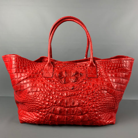 GENUINE CROCODILE SKIN Red Crocodile Tote Handbag