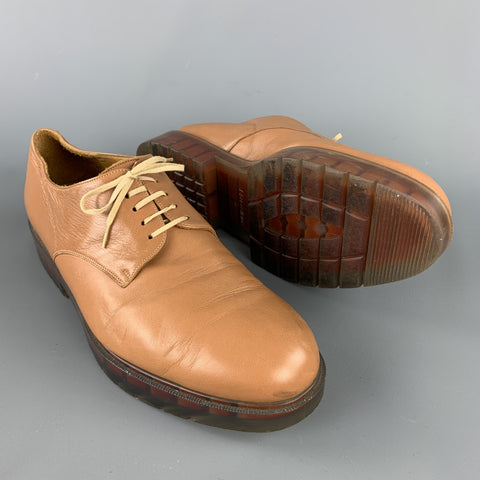 ROBERT CLERGERIE Size 11 Tan  Leather Lace Up See Through Sole Shoes