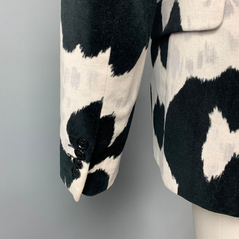 MOSCHINO F/W 14 Size 38 Black & White Print Cotton Velvet Sport Coat