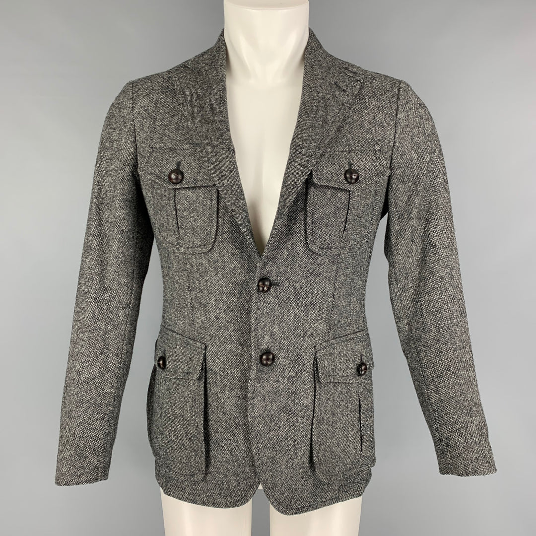 TAGLIATORE Size 36 Grey Black Nailhead Wool Notch Lapel Jacket