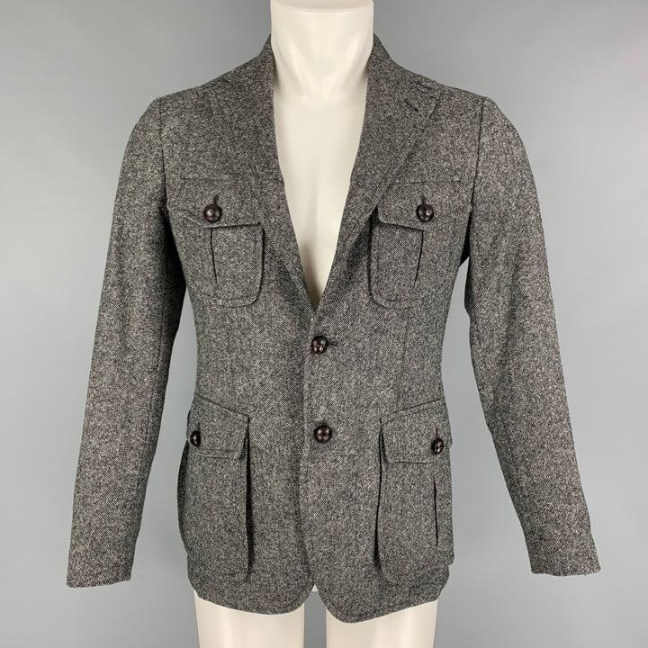 TAGLIATORE Size 36 Grey Black Nailhead Wool Notch Lapel Jacket