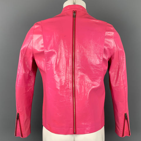 PAUL SMITH Size L Pink Coated Canvas Double Zipper Jacket