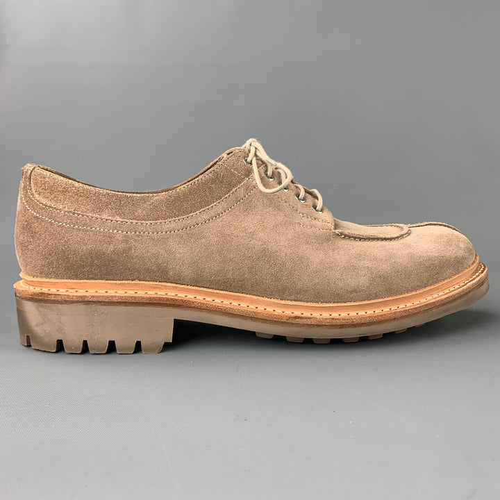 GRENSON Size 8 Sand Suede Split Toe Lace Up Shoes