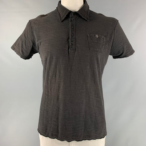 DIESEL Taille XXL Polo boutonné en coton texturé noir