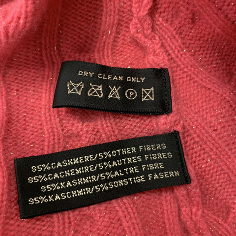 RALPH LAUREN Size L Pink Gold Cashmere Cable Knit Dress Top