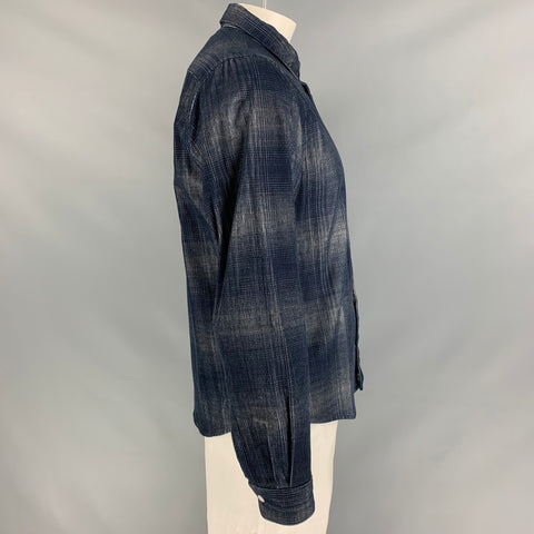 NN07 Size XXL Navy Stripe Cotton Button Down Long Sleeve Shirt