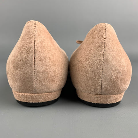 ARMANI COLLEZIONI Size 9 Nude Suede Silk Bow Flats