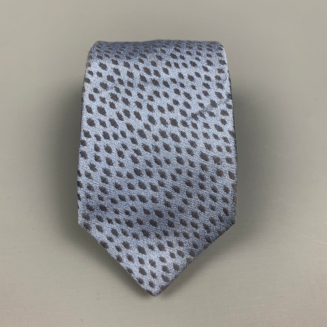 BURBERRY PRORSUM Blue Grey Abstract Silk / Cotton Skinny Tie