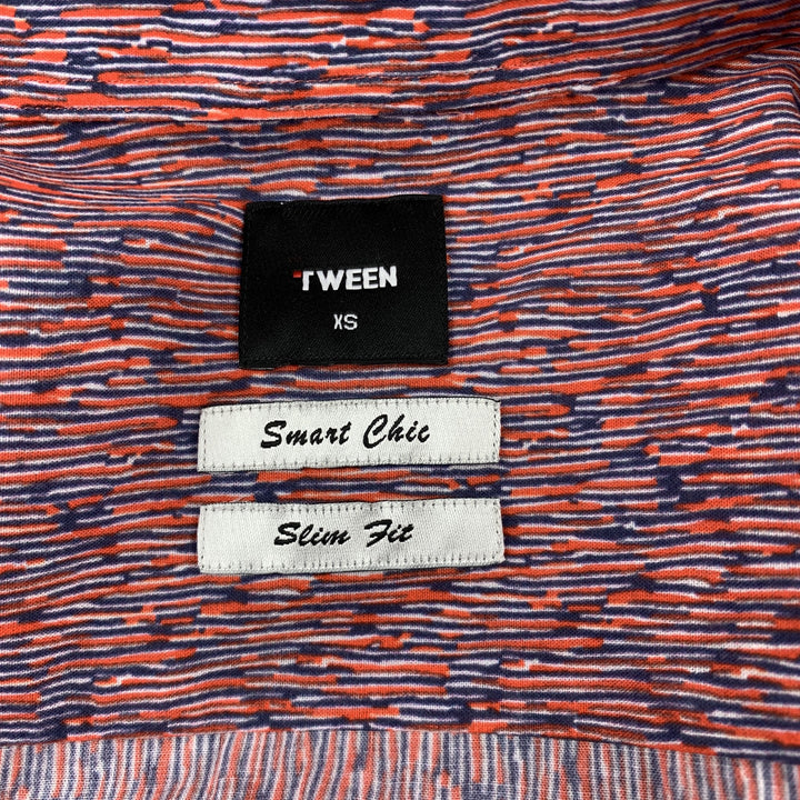 DAMAT TWEEN Size XS Orange & Blue Print Cotton Button Up Long Sleeve Shirt