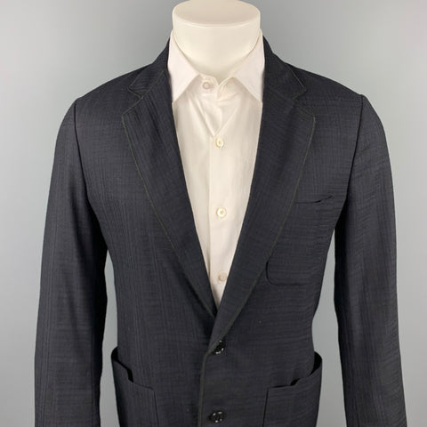VIKTOR & ROLF Monsieur Size 38 Navy & Black Plaid Virgin Wool Sport Coat
