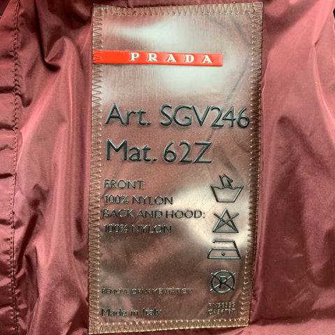 PRADA SPORT Size 40 Burgundy & Pink Color Block Nylon Hooded Jacket