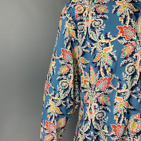 ROBERT GRAHAM Size XL Blue Multi-Color Paisley Cotton Long Sleeve Shirt