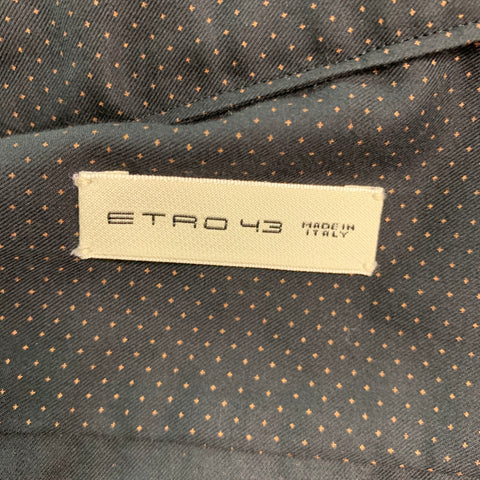 ETRO Taille L Chemise à manches longues sans col en laine à pois marron noir