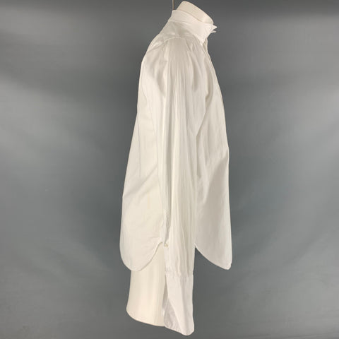 MAUS & HOFFMAN Size M White Solid Cotton Tuxedo Long Sleeve Shirt