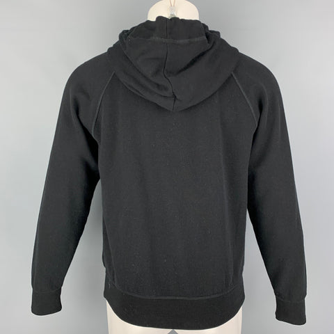 BOTTEGA VENETA Size M Black Cotton Wool Zip Up Sweatshirt