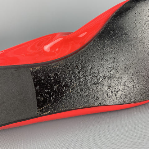 LANVIN Size 10 Red Patent Leather Ballet Flats